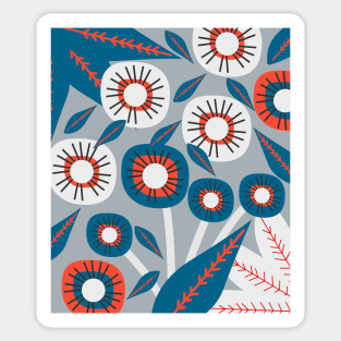 Modern florals in red and blue Sticker